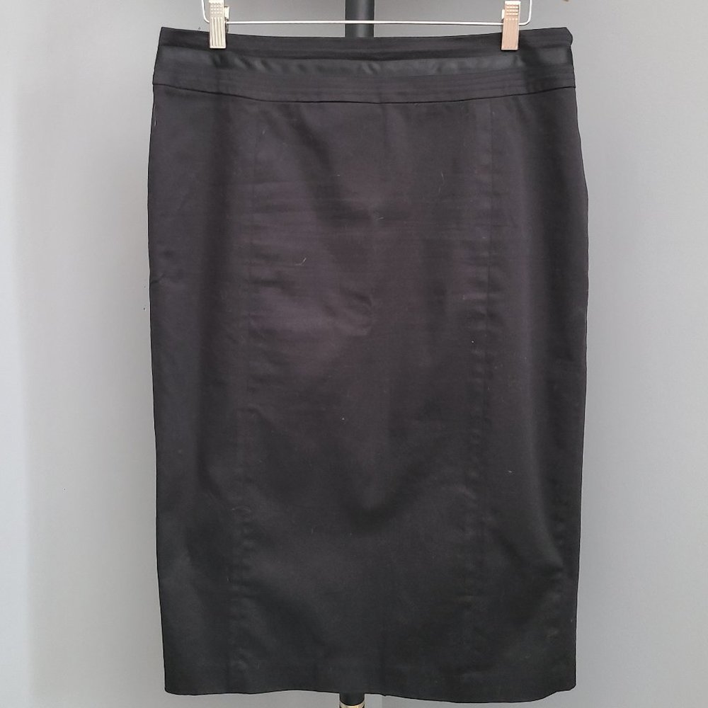 MIDTOWN Long Midi Black Skirt w/Ribbon Detail